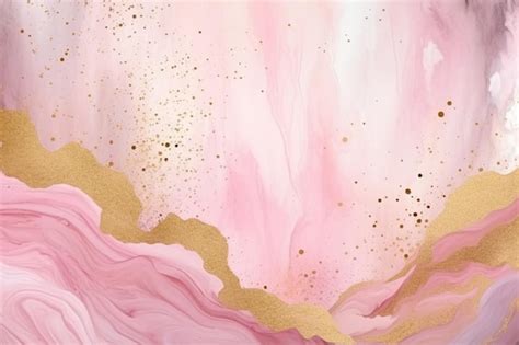 Premium Ai Image Pink And Gold Abstract Painting With Gold Glitters On It Generative Ai