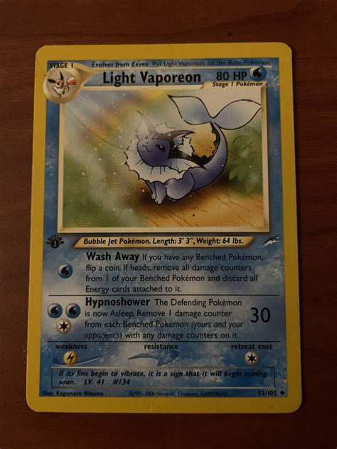 Pokémon TCG Light Vaporeon Neo Destiny 52 Regular Unlimited Uncommon MP