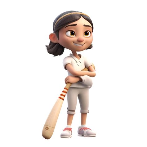 Ilustra O D De Uma Menina Taco De Beisebol Em Um Fundo Branco