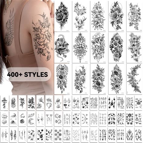 Buy 400 Stylish Styles Realistic Temporary Tattoos For Women Long