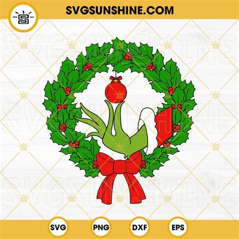 Christmas Wreath Grinch Hand SVG, Christmas Wreath SVG, Grinch Hand ...