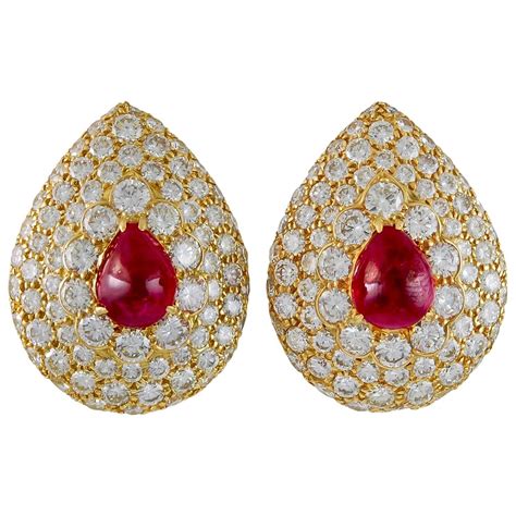 Graff Ruby And Diamond Earclips For Sale At 1stdibs