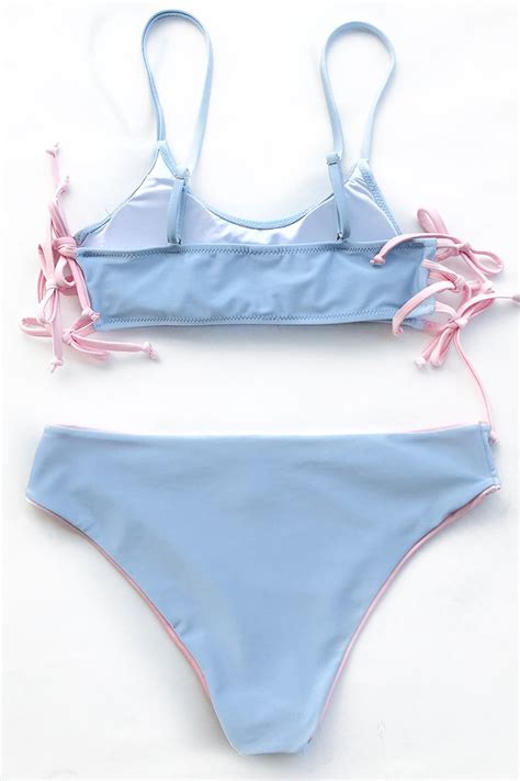 Peach Macaroon Bowknot Bikini Set