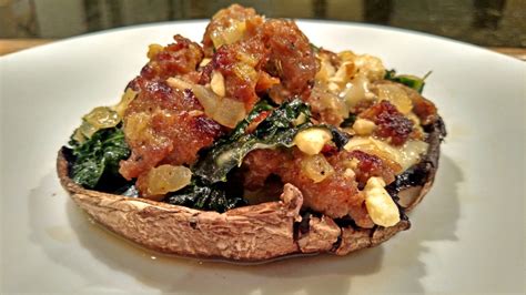 Sausage Kale And Cheese Stuffed Portobello Mushrooms