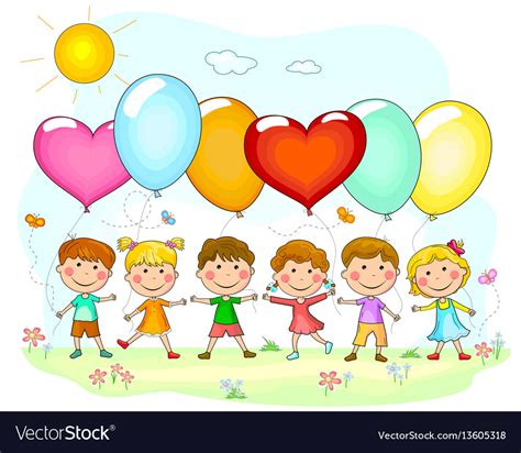 Children With Balloons Royalty Free Vector Image