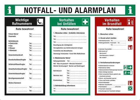 Notfall und Alarmplan Verhalten bei Unfällen und Verhalten im