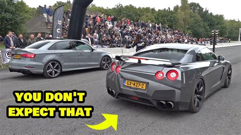 Nissan Gt R R35 Straight Pipes Exhaust Vs Audi Rs3 Sedan Tte700