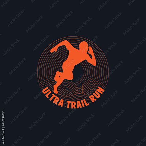 Ultra Trail Running Logo Vector Illustration On White Background Stock