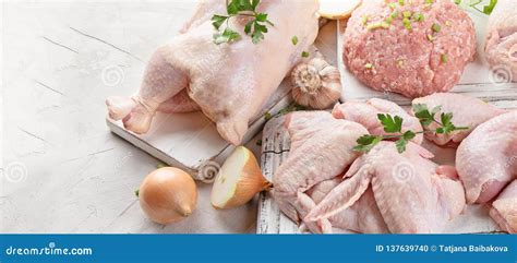 Different Types of Fresh Chicken Meat Stock Photo - Image of breast, food: 137639740