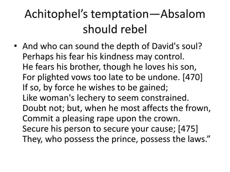 In Absalom And Achitophel Achitophel Stands For - Aljism Blog