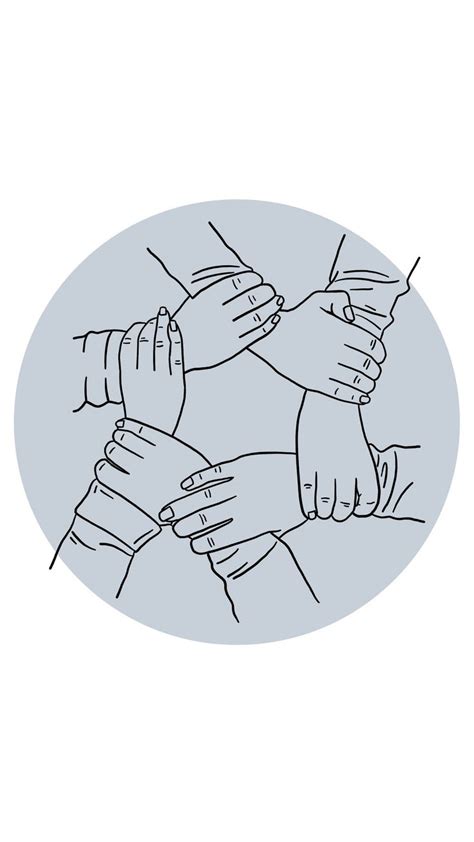 Four Hands Holding Each Other In A Circle