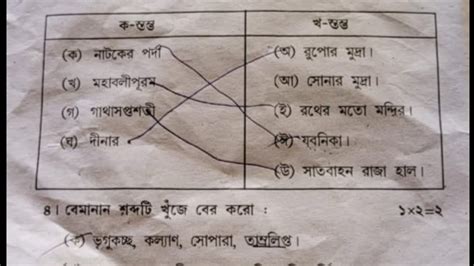 Class Rd Unit Test Question Paper Class History Third Unit