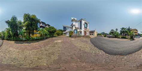 Full Hdri 360 Panorama Of Modern Catholic Church In Jungle Among Palm