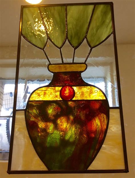 Elegant Vase Stained Glass Window With Earth Tones By Tristansartworks On Etsy Glass Artwork