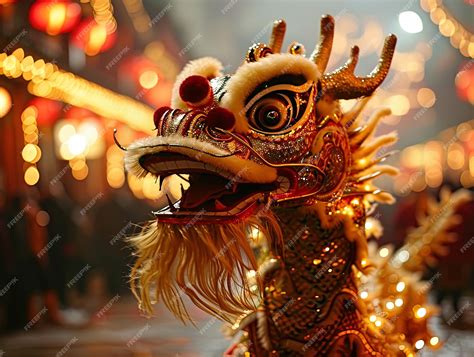 Premium Photo Dragon And Lion Dance Show In Chinese New Year Festival