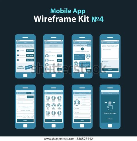 Mobile App Wireframe Ui Kit Stock Vector Royalty Free