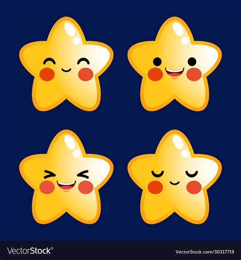 Cute stars emoticon avatar face positive emotions Vector Image