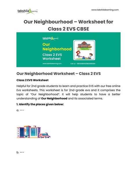 Free Cbse Class Evs Worksheet Our Neighbourhood By Online Education