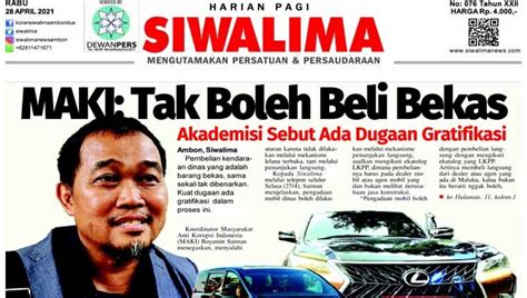 Surat Kabar Harian Siwalima Siap Hadapi Laporan Murad Ismail Terkait