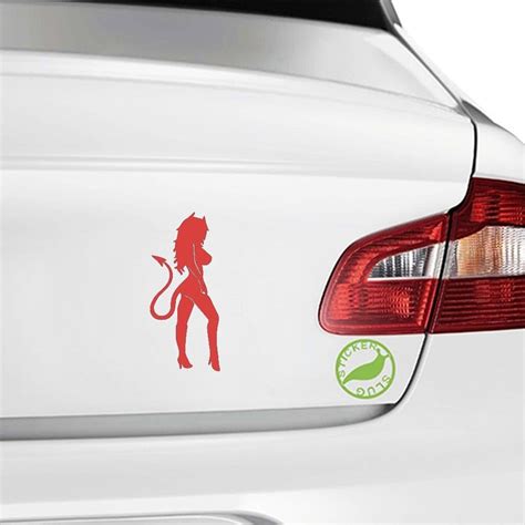 Sexy Devil Girl Decal Sticker Red 8 Inch Automotive