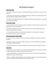 N Mock Interview Reflection Report Docx Self Reflection