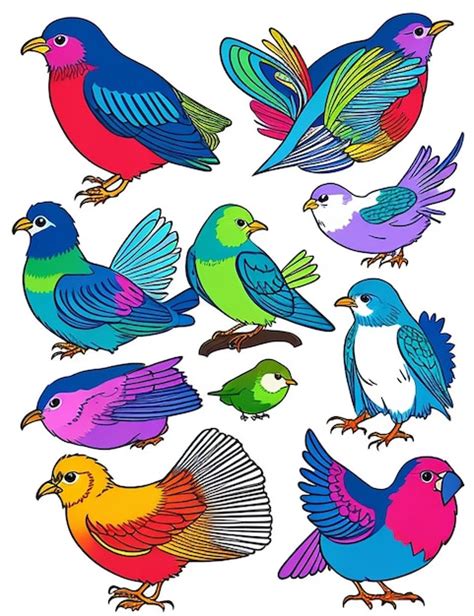 Premium Ai Image Colorful Birds Illustration With Flower Background