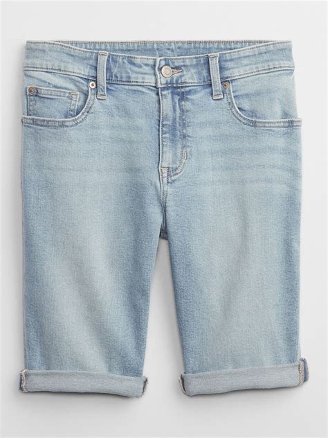 9 Mid Rise Denim Bermuda Shorts Gap Factory