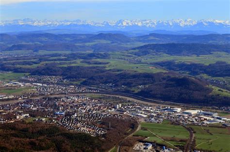 Bad Säckingen aus der Vogelperspektive Blick zum Alpenpanorama über