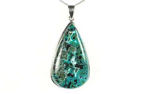 2 15 Vibrant Malachite Chrysocolla Pendant 925 Sterling Silver