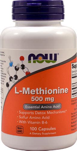 NOW L Methionine 500 Mg 100 Capsules Vitacost