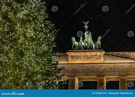 Brandenburg Gate And Christmas Tree In Berlin Stock Image Image Of