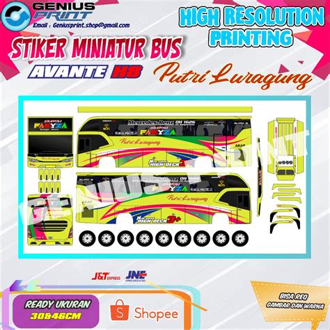 Jual Stiker A Miniatur Bus Avante H Livery Agung Sejati Kg Trans