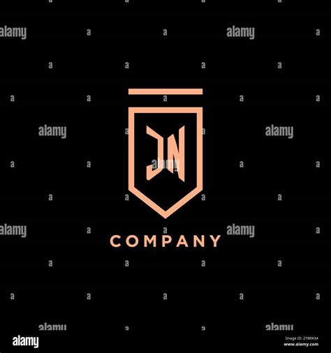 Jn Monogram Initial With Shield Logo Design Icon Vector Graphic Stock