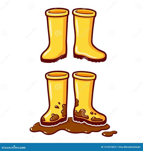 Cartoon yellow rain boots stock vector. Illustration of high - 131321824