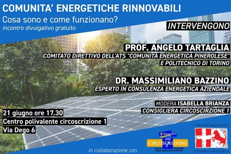 Comunità energetiche rinnovabili incontro in Circoscrizione 1 La