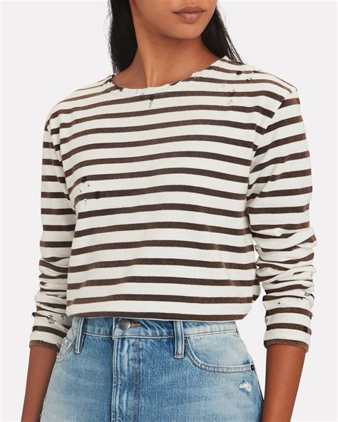 R13 Distressed Breton Stripe T Shirt Intermix®