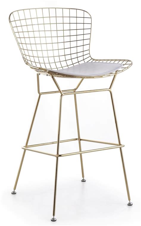 Bertoia Wire Counter Stool In Gold Finish Bar And Counter Stools