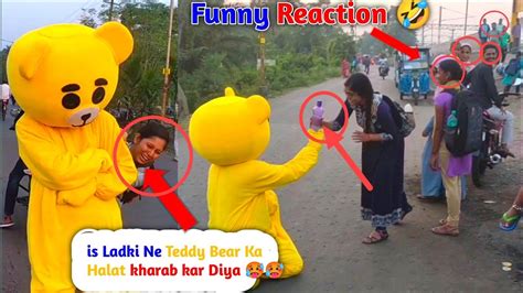 Teddy Bear Funny Prank On Station Road Irritating Publicand Cute Girls