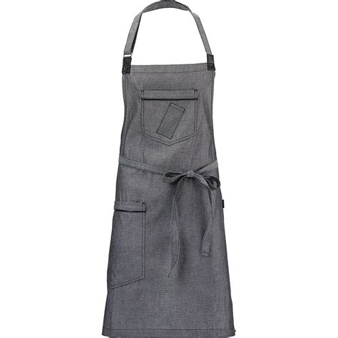 Metro Edge® Flannery Bib Apron Black Denim With Black Leather Accents