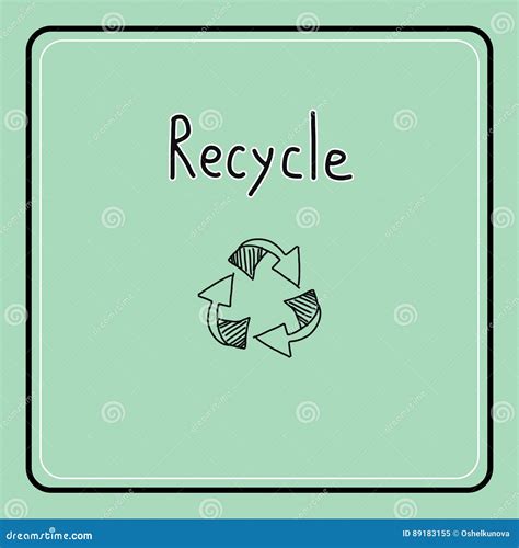 Sketch Doodle Recycle Reuse Symbol Stock Vector Illustration Of