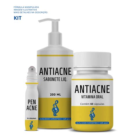 Kit Antiacne Vitamina Oral Sabonete Liquido Caneta Secativa