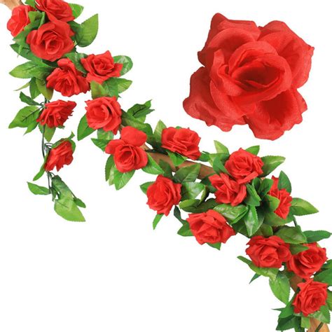 Artificial Flower Garlands 7 5FT 2 Pack Fake Rose Vines Silk Flowers