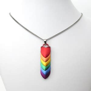 Gay Pride Pendant Rainbow LGBTQ Flag Necklace Chainmail Scale Charm