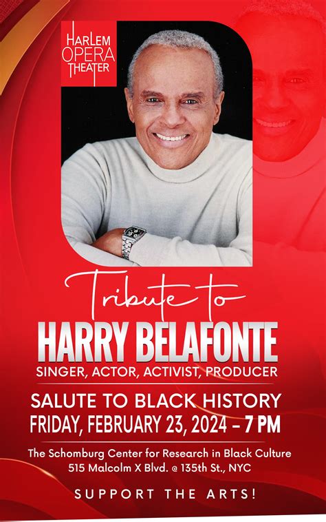 Feb 23 Salute To Black History Tribute To Harry Belafonte Singer