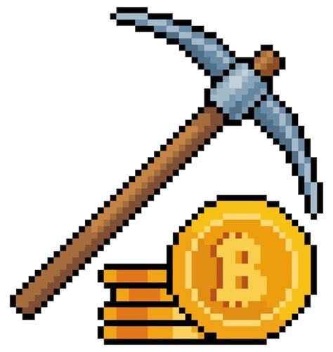 Minera O De Bitcoins De Pixel Art Picareta Investimento Em Cone