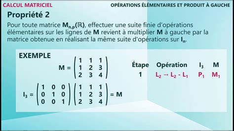 1 17 Calcul matriciel Opérations élémentaires et produit à gauche