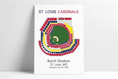 St Louis Cardinals Busch Stadium MLB Stadium Map Ballpark | Etsy