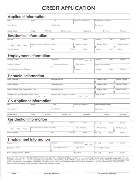 Printable Auto Credit Application Pdf