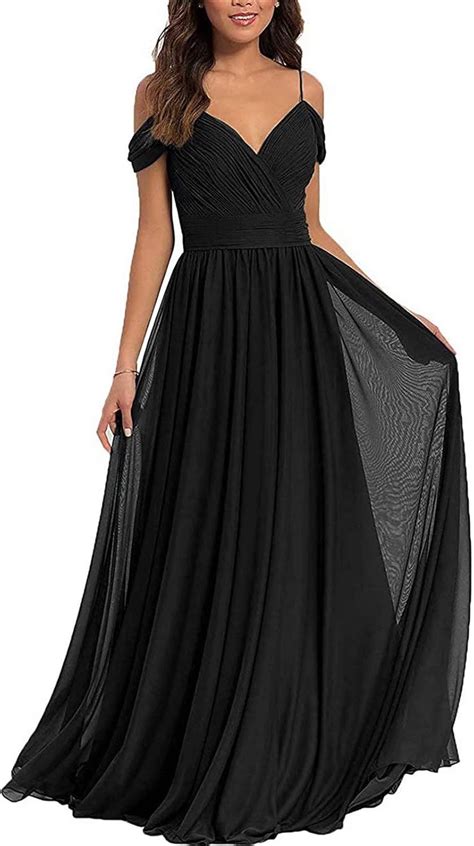 V Neck Bridesmaid Dresses Off Should Long Chiffon Aline Pleated Backless Prom Evening Gown For