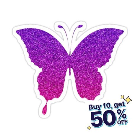 Bright Pink And Purple Ombre Faux Glitter Butterfly Sticker For Sale By Felicity K Butterfly